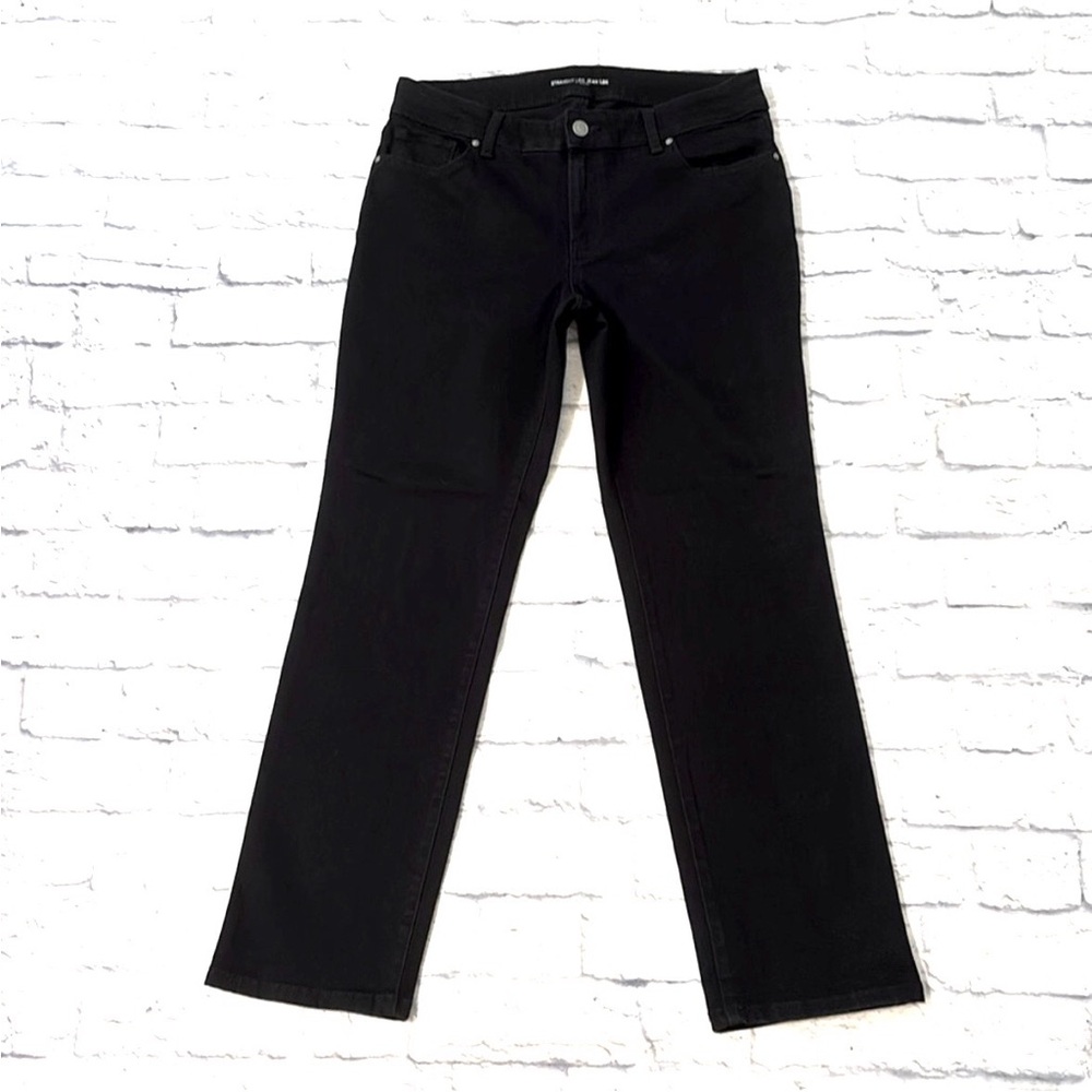 Chico’s Mid Rise Straight Leg Jean Stretchy Black Denim Size 10 Chico’s Size 1.5